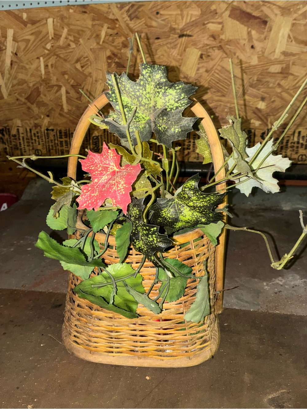 Faux Leaf Rattan Wicker Basket Decor
